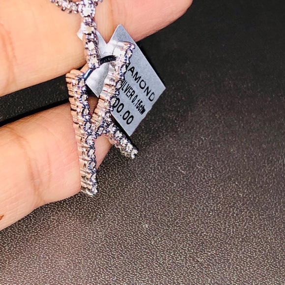 Stunning real diamond initial pendant w /beautiful Turkish chain not CZ not fake - Picture 4 of 9